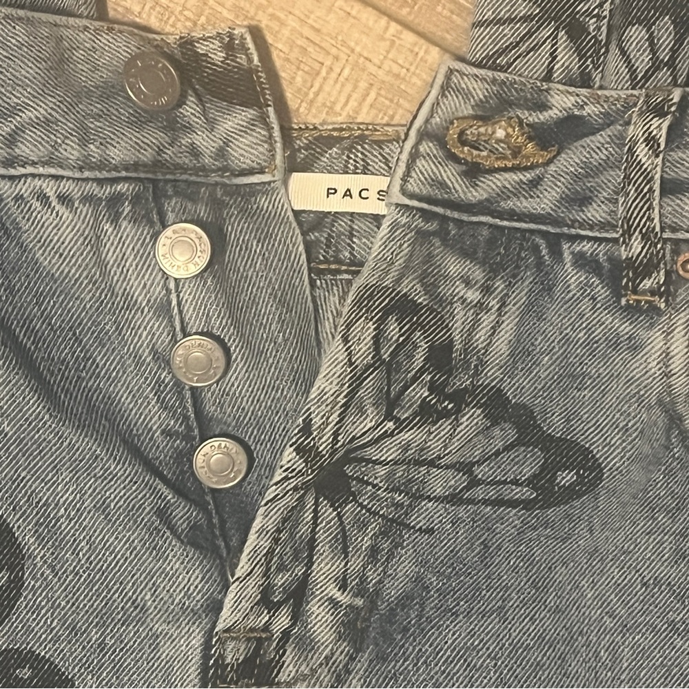PacSun Eco Light Blue Butterfly Straight Leg Jeans Sz 25 - Picture 12 of 16